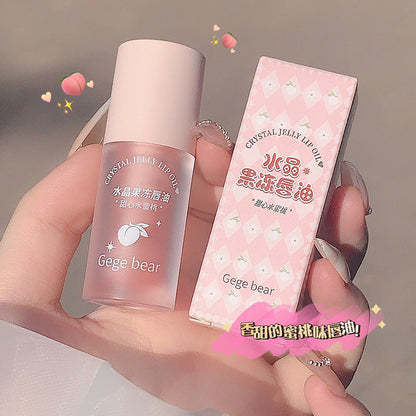 Gogo Bear Crystal Jelly Lip Oil Hydrating Moisturizing Moisturizing Diminish Lip Lines Lip Gloss Transparent Non-Greasy