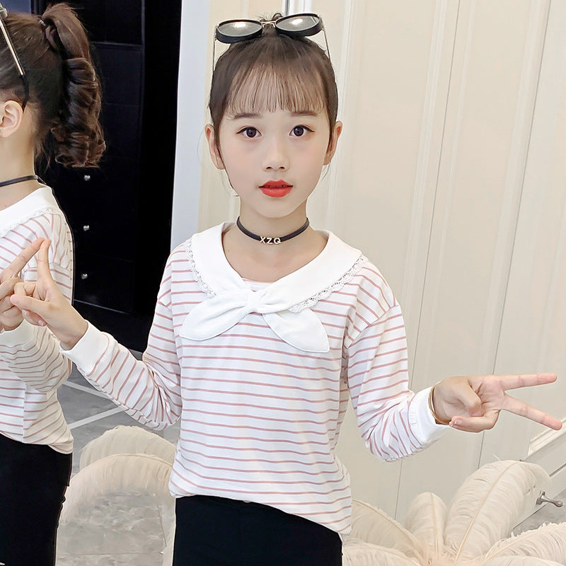 Girls long-sleeved navy style 2024 spring school uniform kindergarten uniform jk uniform striped top cotton campus style