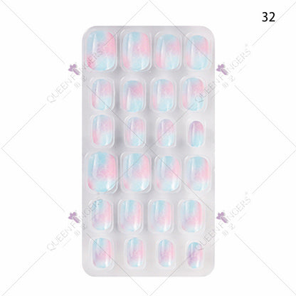 Zhifei manicure 24 ដុំក្នុងបន្ទះ បំណះក្រចកដែលអាចពាក់បាន ក្រចកសិប្បនិម្មិត បំណះកុមារ សិល្បៈក្រចក 