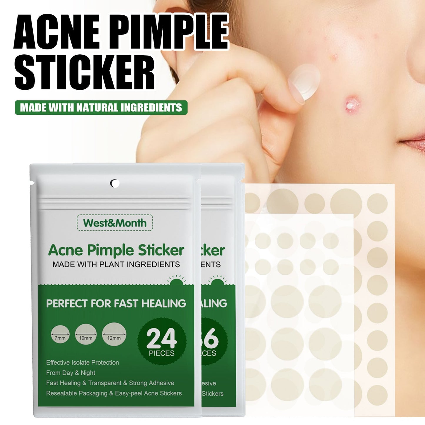 West&amp;Month liquid-absorbing acne patch invisible makeup artificial skin repair essential oil waterproof concealer breathable acne patch 