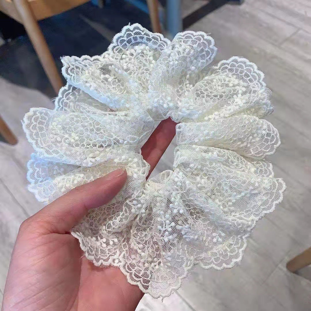 2022 French high-end thorny hair ring headband wholesale embroidered hollow lace pig intestine hair ring temperament head flower hair accessories