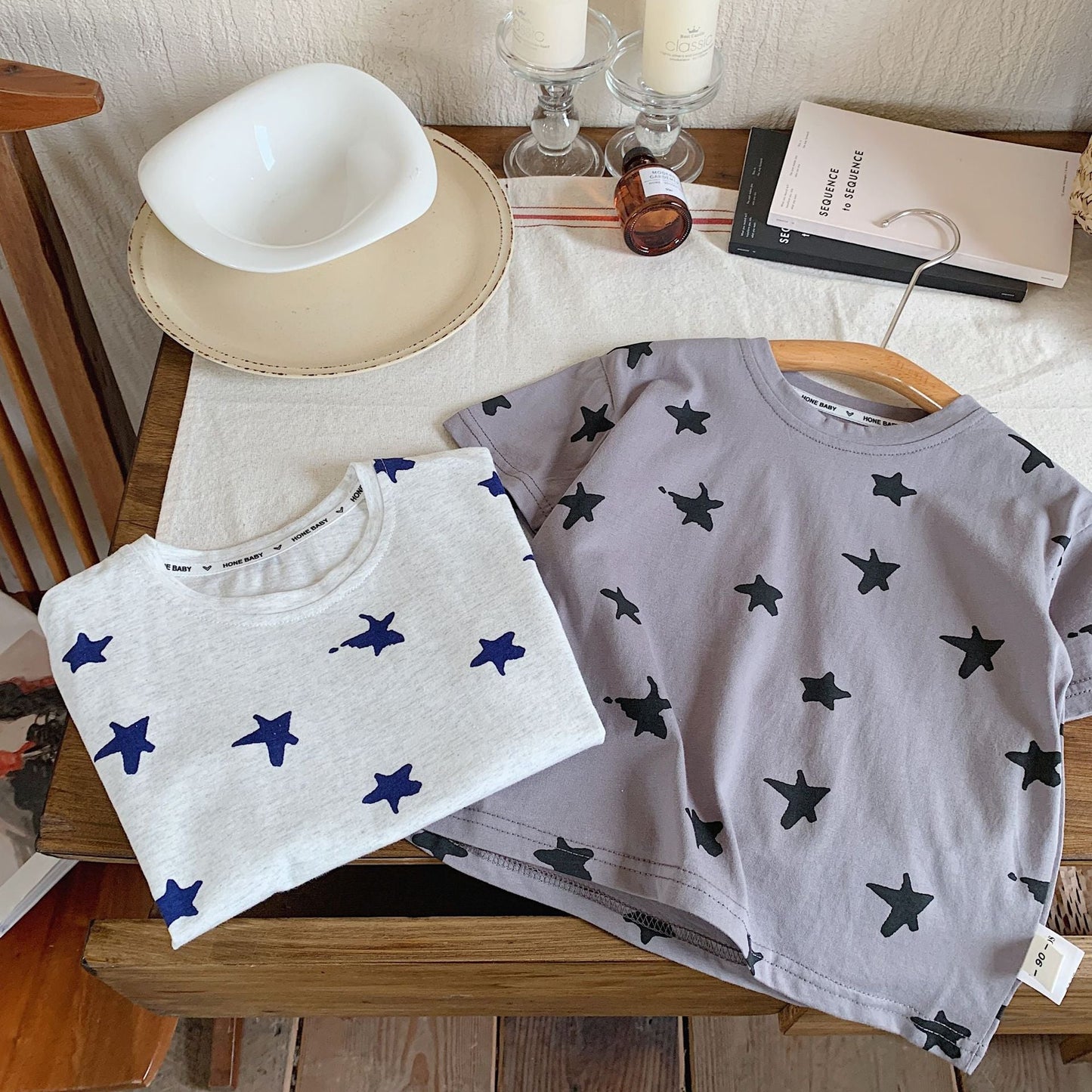 Children's T-shirt 2023 Bangcheng summer style boys and small children Korean version handsome star short T baby casual top F0162