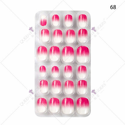 Manicure children's finished nail pieces 24 pieces of adhesive Christmas cartoon bagged wearable color nail pieces nail stickers