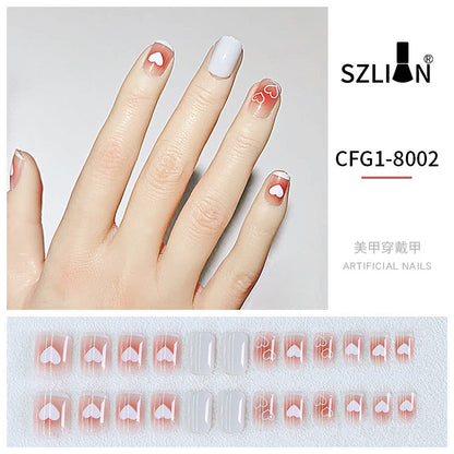 New hot sale wearable nail tips wholesale French simple ice transparent nail art finished product removable nail stickers thin