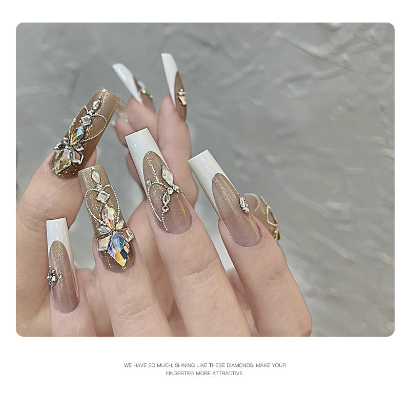 Glittering cognac white mixed nail art accessories super flash mini small flat bottom special-shaped diamond silk color temperature elf same style