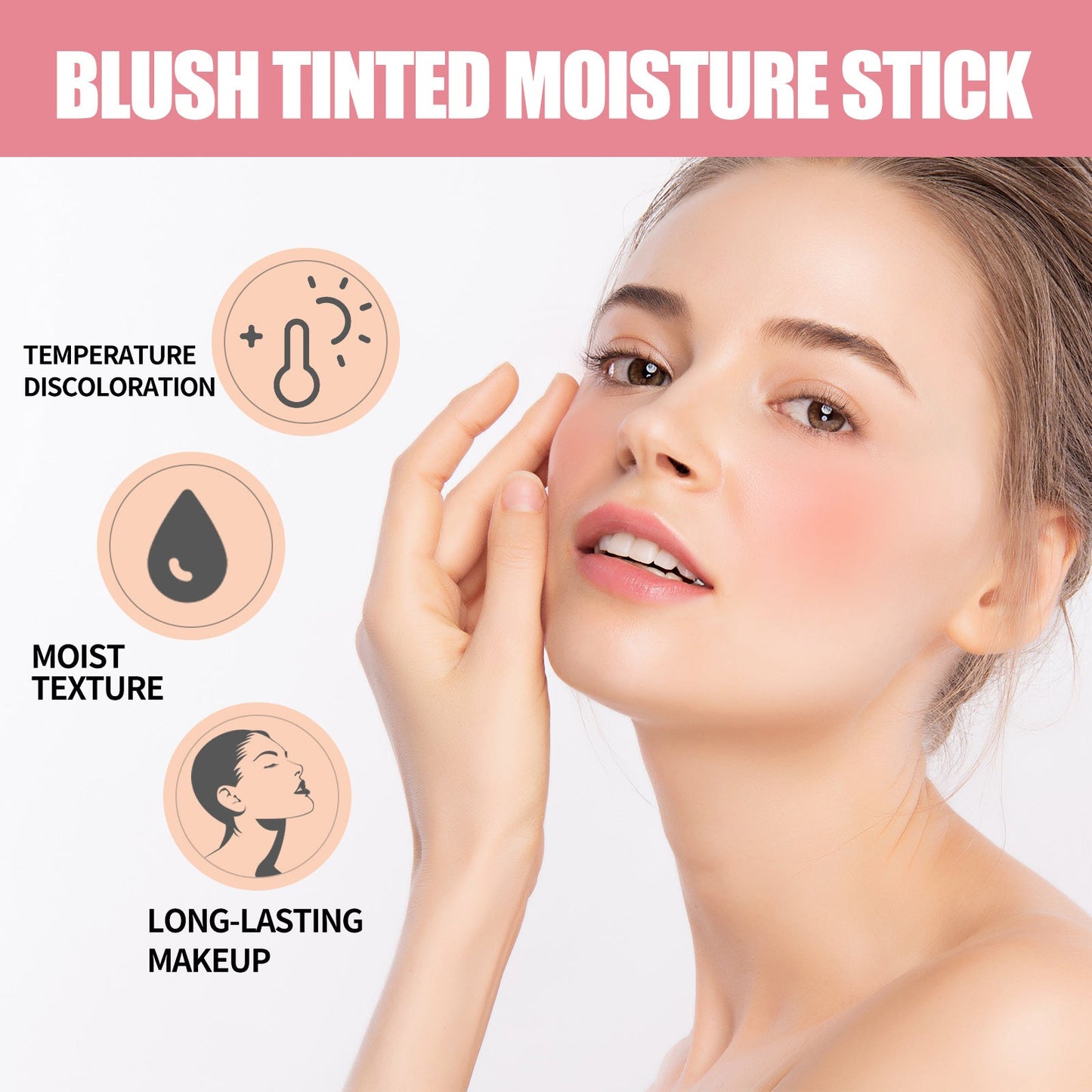 EELHOE Blush Stick ការតុបតែងមុខបីវិមាត្រ និងធ្វើឱ្យការតុបតែងមុខអាក្រាតកាយធម្មជាតិមិនជ្រាបទឹក ស្តើង និងមានមុខងារច្រើនមុខ 