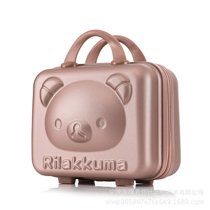 14 inch cute cartoon 3D bear carry-on luggage cosmetic small box bag password box lightweight mini storage box for women 