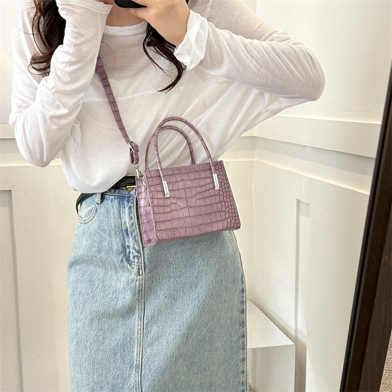 2024 new style trendy stone pattern large bag casual shoulder bag large capacity stylish solid color hand-held tote bag 