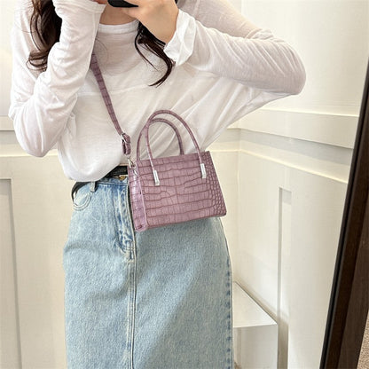 2024 new style trendy stone pattern large bag casual shoulder bag large capacity stylish solid color hand-held tote bag 