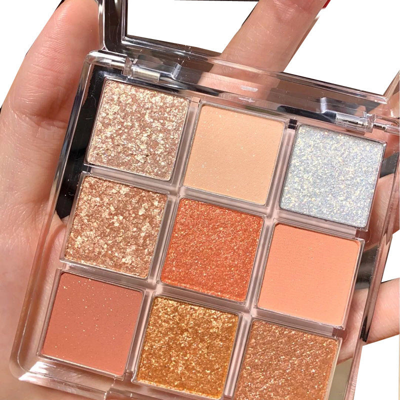 Internet celebrity same transparent nine-color acrylic eyeshadow palette ins nine-square eyeshadow glitter pearlescent affordable 9-color DIKALU