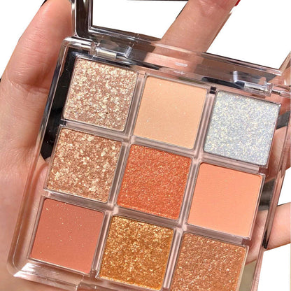 Internet celebrity same transparent nine-color acrylic eyeshadow palette ins nine-square eyeshadow glitter pearlescent affordable 9-color DIKALU