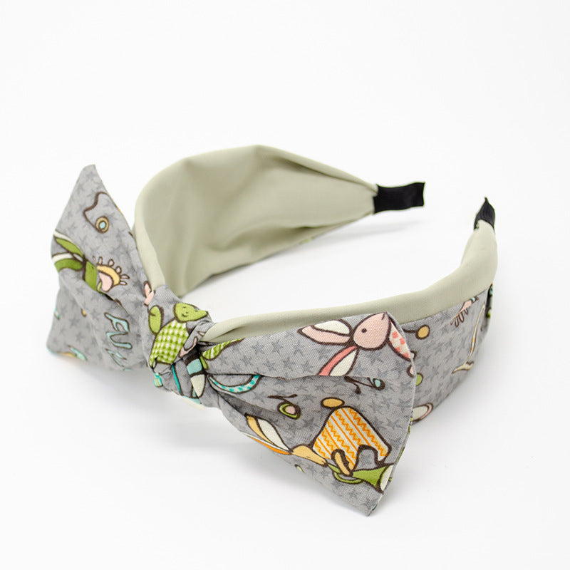 Small Animal Turtle Rabbit Headband Head Buckle Blue Print Wide Edge Women's Bow Bulk Cartoon Anime Headband Hair Cave