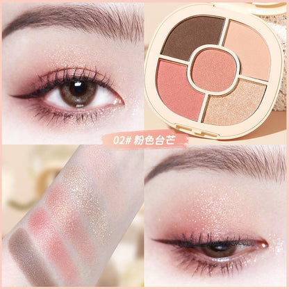 NOVO manufacturer Liuguang five-color eyeshadow palette cold brown powdery texture fine silky easy to smudge matte pearlescent eyeshadow wholesale 