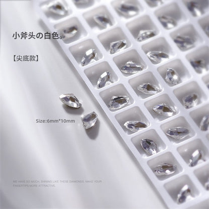 Nail art diamond jewelry special-shaped diamond white crystal transparent color pointed bottom crooked heart axe water drop rectangular butterfly nail diamond