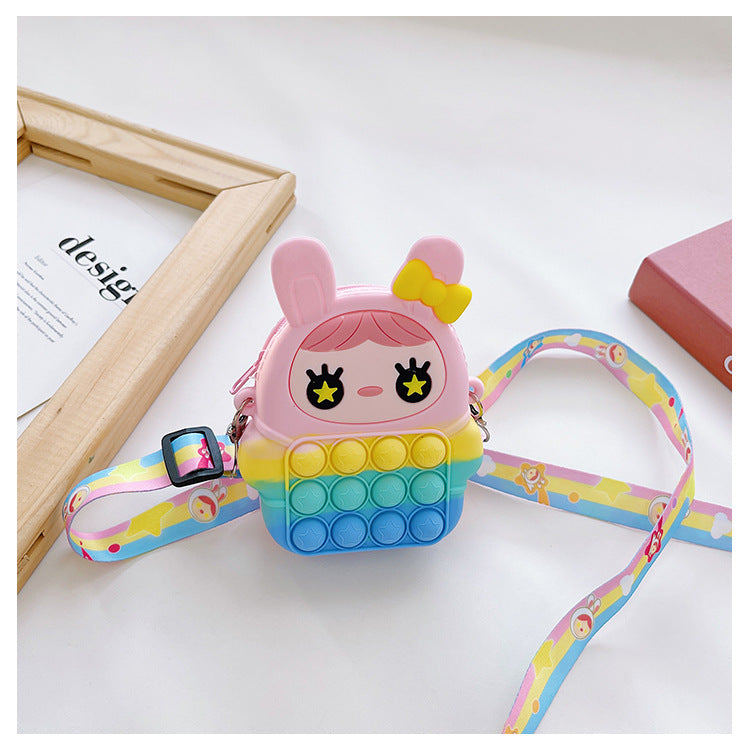 Cartoon Doll Squeeze Toy Children Bag Baby Cute Silicone Coin Purse Mini Children Messenger Bag Wholesale