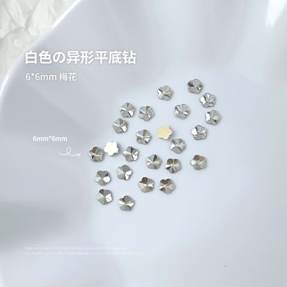 Nail jewelry flat bottom special shaped diamonds large and small mini water drop love square diamonds transparent diamonds white crystal wholesale