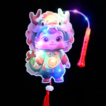 2024 Dragon Year Portable Lantern Spring Festival DIY Material Kit Children's Cartoon Dragon Baolong Lantern New Lantern Glowing