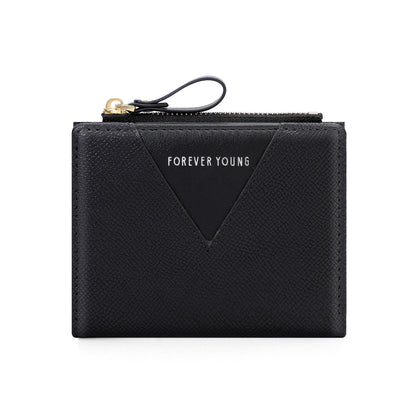 forever young wallet women's short two-fold multi-card slot coin purse fashionable Korean version high-end card bag 