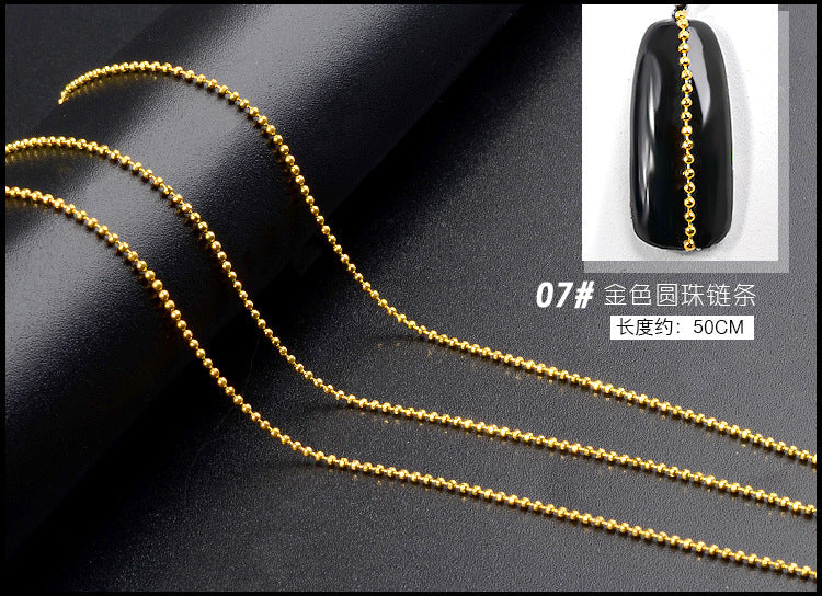 Cross-border Japanese nail chain ultra-fine zipper nail jewelry nail decoration chain nail metal chain