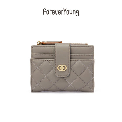 forever young women's wallet ins high-end short wallet simple fashion coin purse pu card bag 