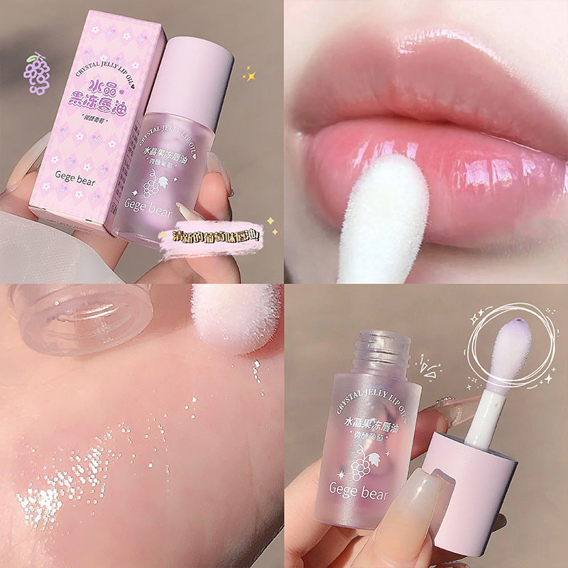 Gogo Bear Crystal Jelly Lip Oil Hydrating Moisturizing Moisturizing Diminish Lip Lines Lip Gloss Transparent Non-Greasy