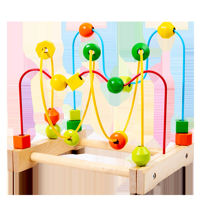 Cross-border wooden large bead stringing beads children's color recognition building blocks hand-eye coordination early education educational toys