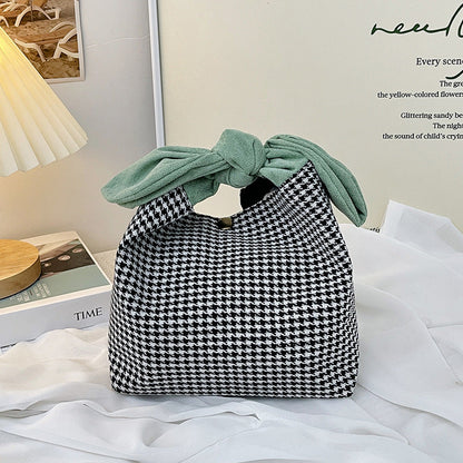 កាបូប bento បែបជប៉ុន houndstooth គំរូសេះបង្កង់ រចនាម៉ូដបែបកូរ៉េ កាបូបក្ដាប់ដែលមានសមត្ថភាពធំ និងអាចប្រើប្រាស់បានច្រើនយ៉ាង 