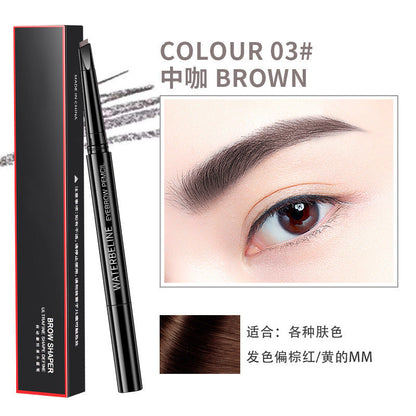 2023 new double-headed eyebrow pencil waterproof and sweat-proof natural ultra-fine automatic non-smudge makeup cross-border live broadcast