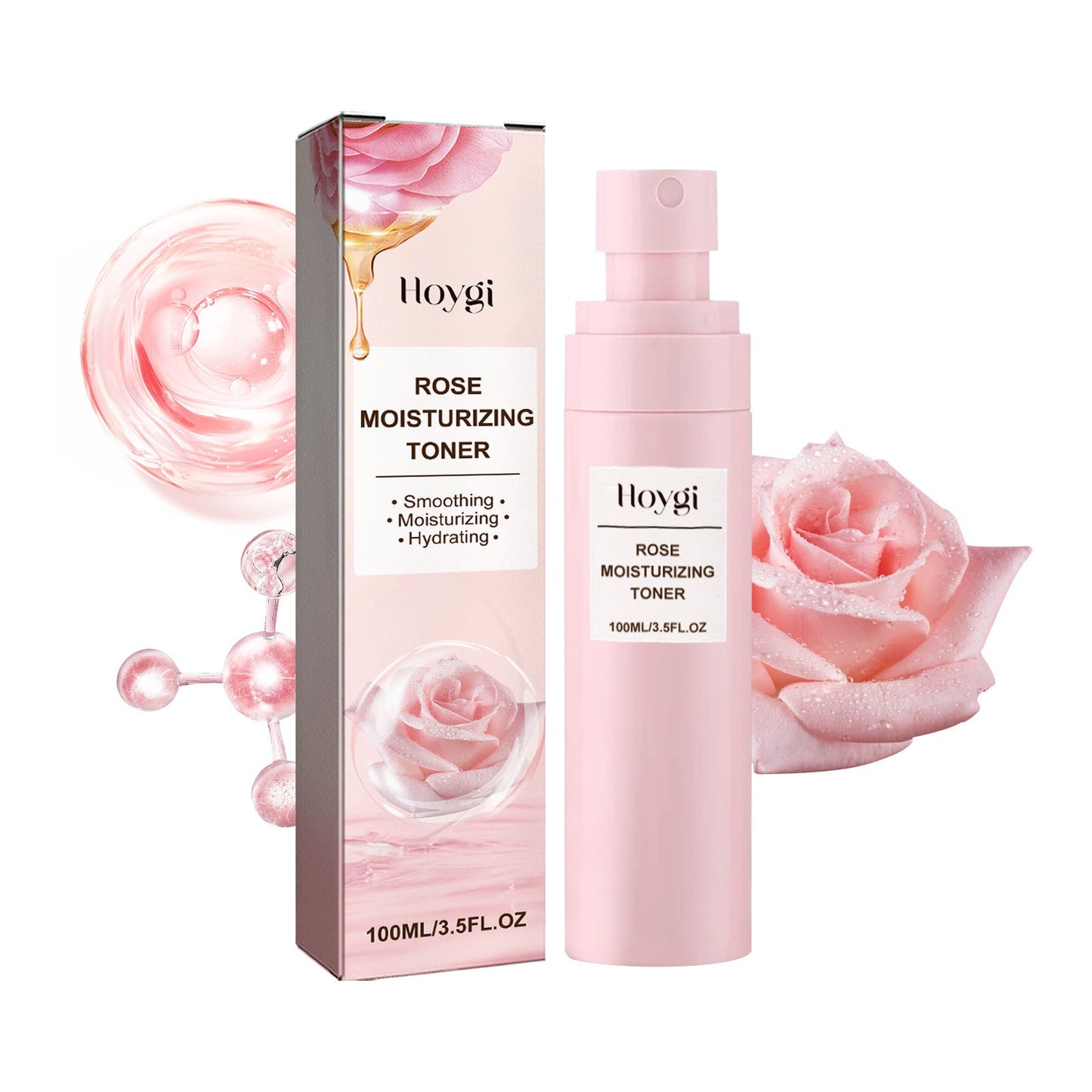 Hoygi Rose Water Moisturizing Spray ធ្វើអោយប្រសើរឡើងនូវស្បែកស្ងួត គ្រើម ផ្តល់សំណើមដល់រន្ធញើស បង្រួមរន្ធញើស 