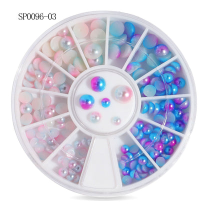 Cross-border nail art accessories nail flat bottom fantasy alloy diamond special-shaped white AB rhinestone accessories 12 grid turntable wholesale