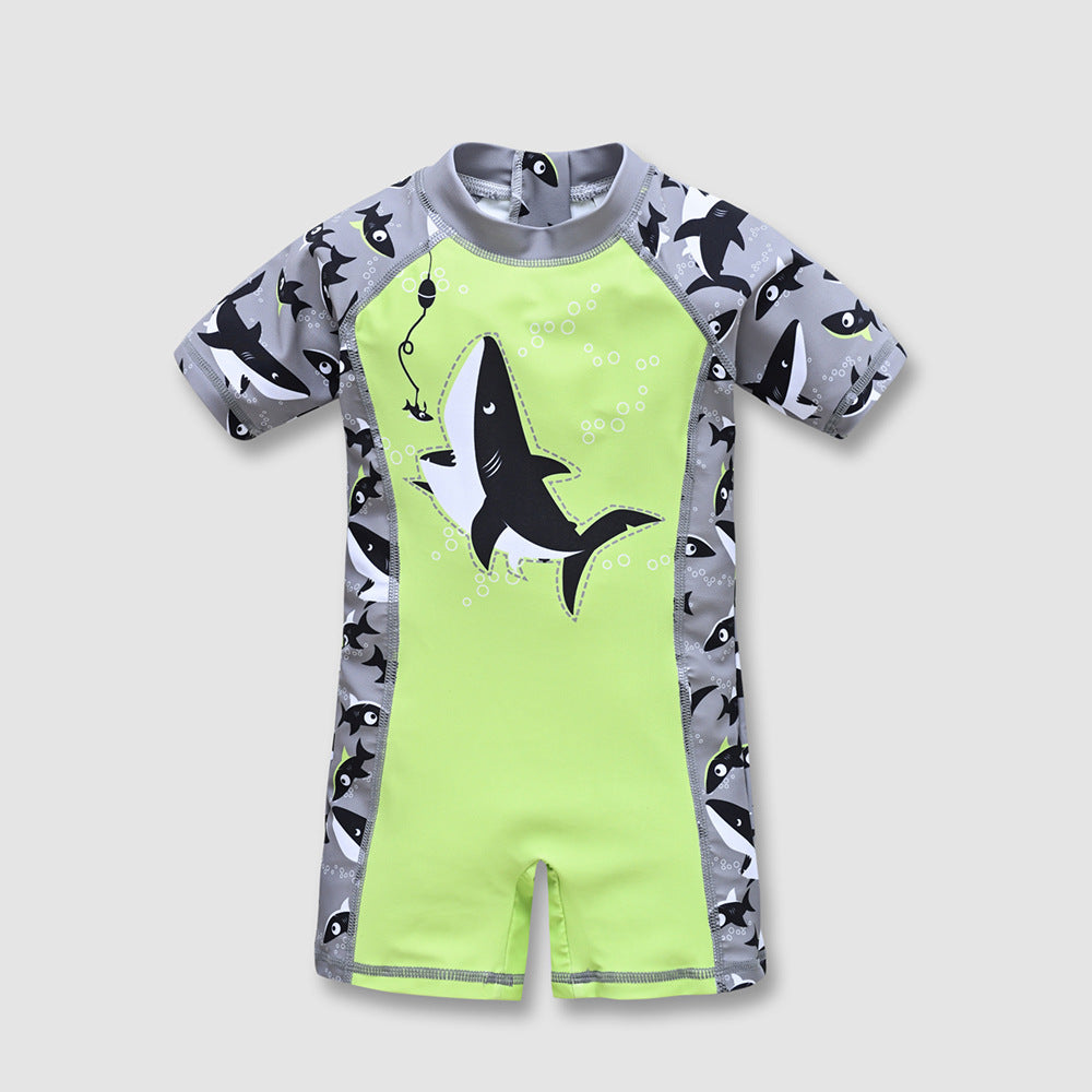 Boys swimsuit cartoon sun protection medium and large baby boy cute hot spring foreign trade children one-piece swimsuit manufacturers wholesale