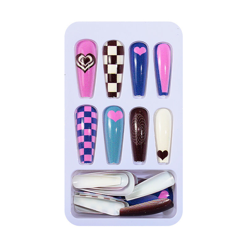 Manicure European and American wearable long ballet nails with diamond gradient color finished wearable nail pieces fake nail patches