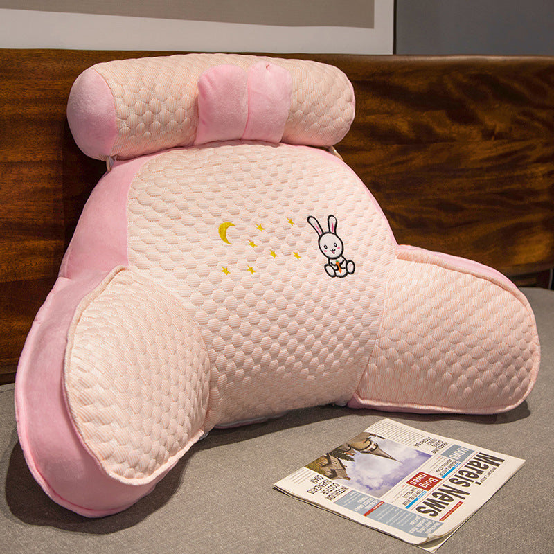 Multifunctional bedside soft backrest pillow ice doudou sofa removable and washable waist pillow office cartoon waist support