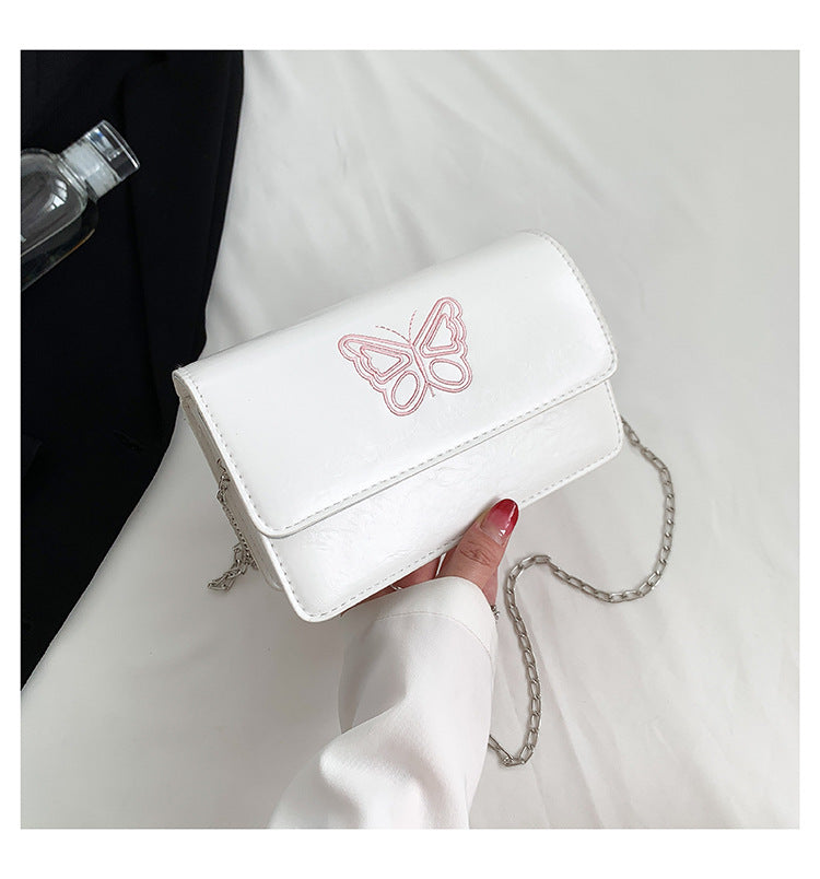 2024 autumn and winter new Korean version of the small Chanel style embroidered butterfly chain small square bag fashionable and stylish shoulder messenger bag for women 