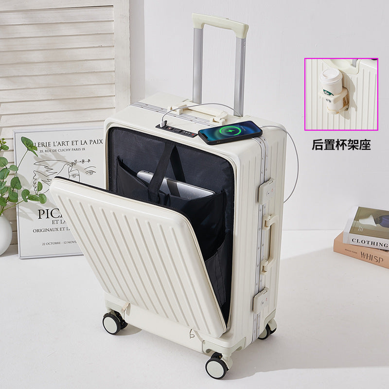 Multifunctional aluminum frame suitcase for women 20 inch cabin suitcase with USB port 24 trolley travel password box 26 inch 