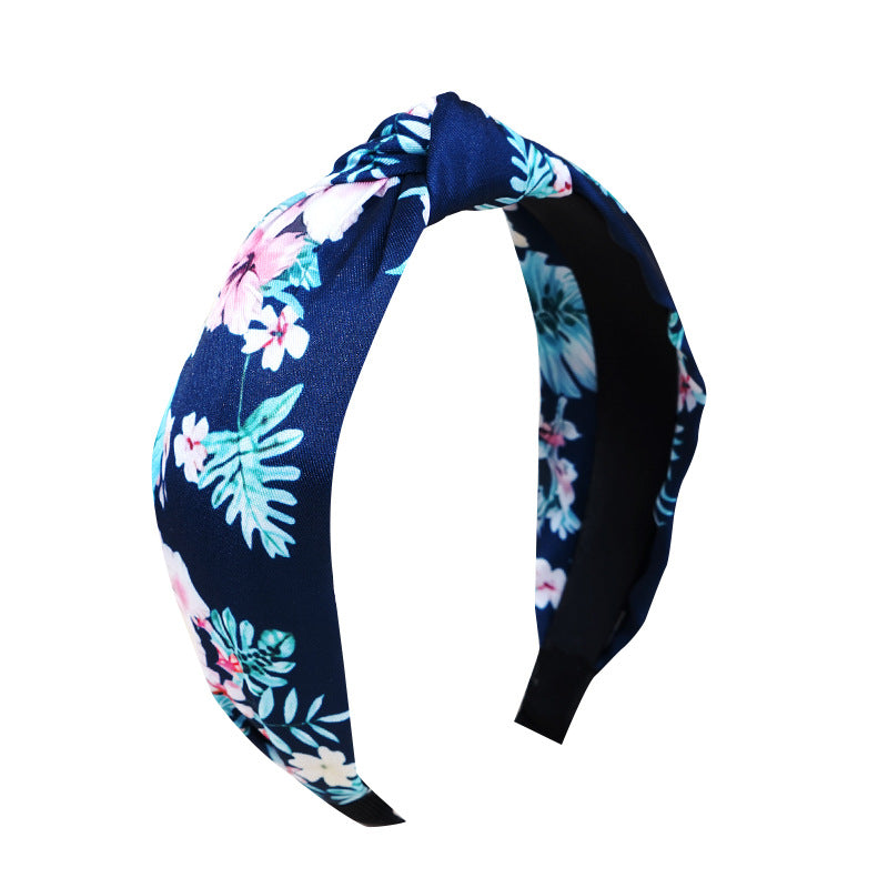 2021 Amazon new style headband for women European and American ethnic style big flower knotted head buckle floral headband hair cave women