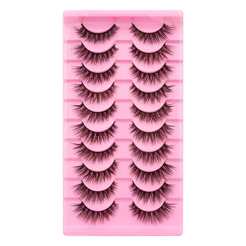 Dingsen cross-border false eyelashes factory 10 pairs of false eyelashes L natural thick curl