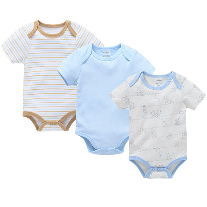 New short-sleeved summer baby jumpsuit three-piece set hip-wrapped romper Korean version foreign trade baby clothes cross-border wholesale 