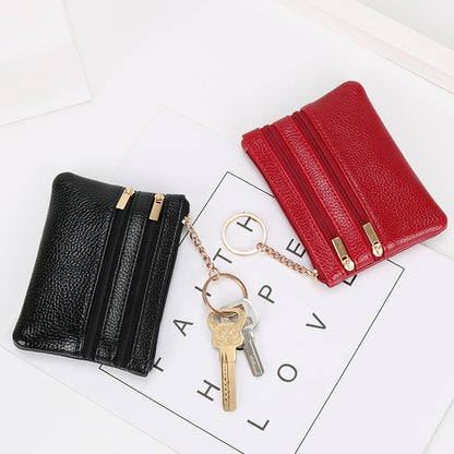 Wholesale coin purse women's short genuine leather texture small wallet multifunctional driver's license card holder soft leather key bag zipper bag 