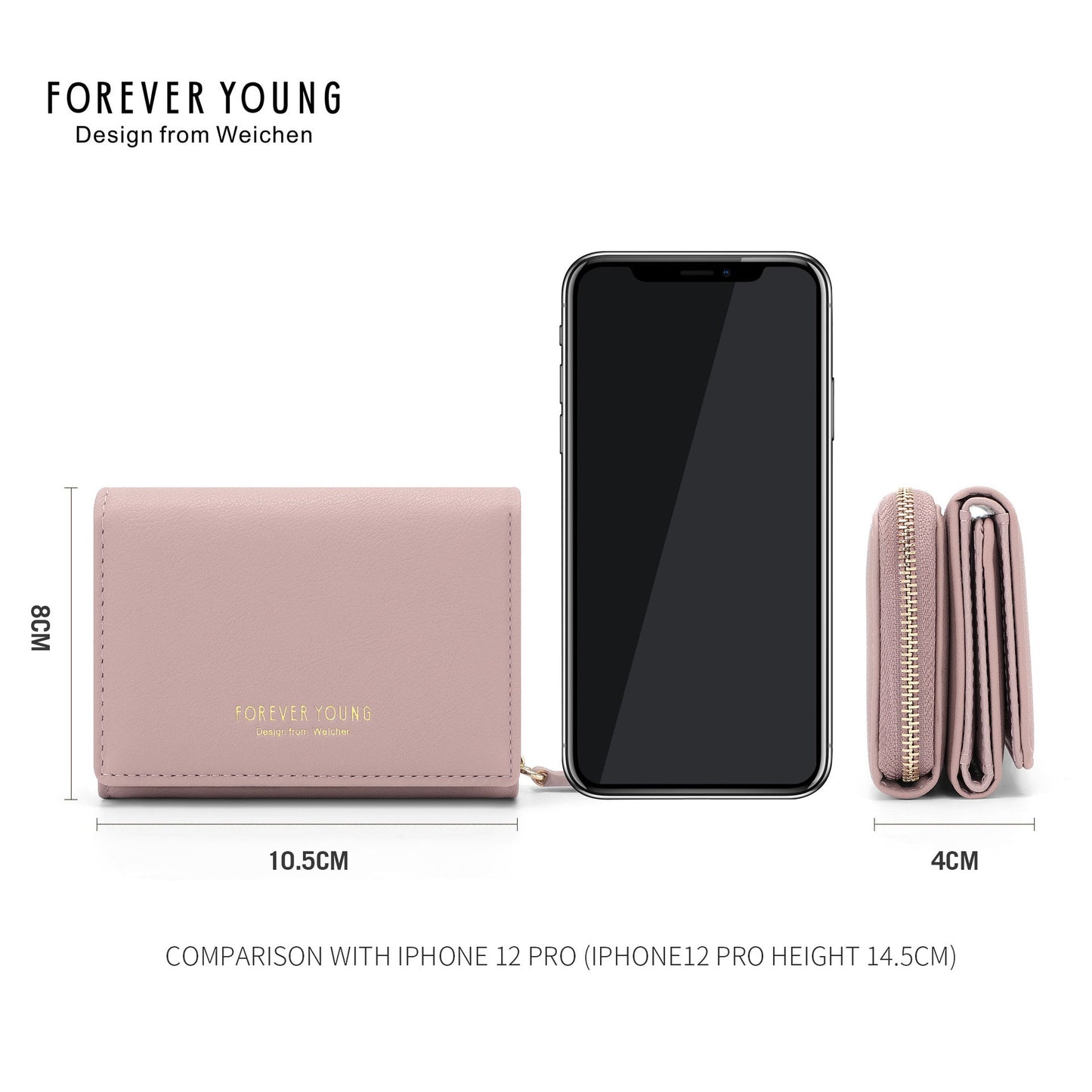 Forever Young ladies short wallet ticket clip tri-fold lightweight multi-functional dual-use card holder coin purse female 