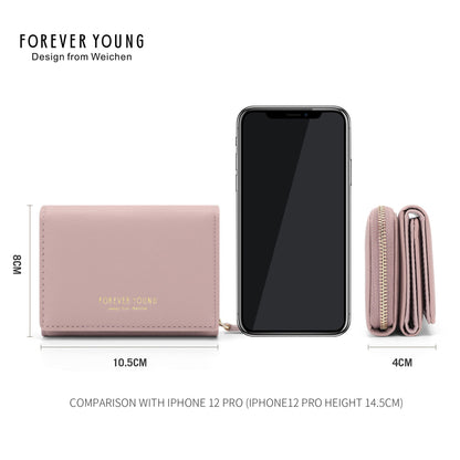 Forever Young ladies short wallet ticket clip tri-fold lightweight multi-functional dual-use card holder coin purse female 