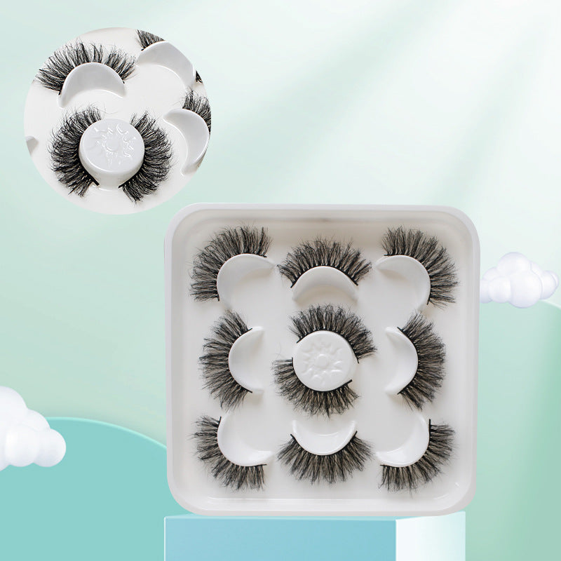 Dingsen false eyelashes factory cross-border stable supply fried hair series a total of 5 pairs of natural thick large curvature