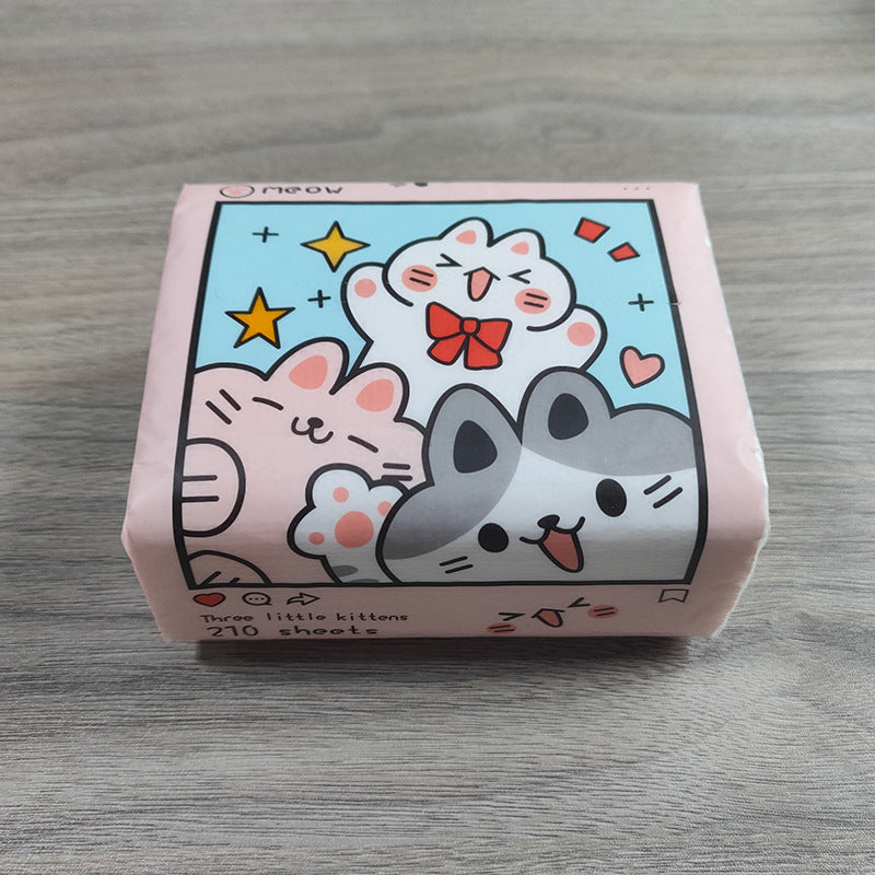 Kitten cute packaging log tissue paper English version 12 packs a box catering napkin paper 3 layers embossed paper towel direct sales