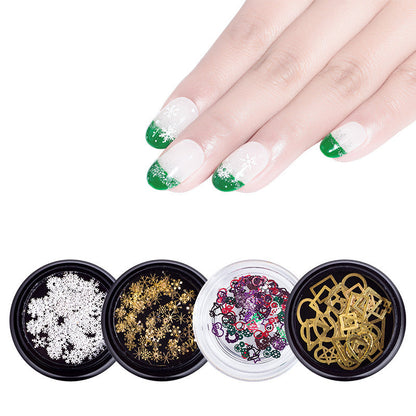 Zhifei nail accessories Christmas snowflake sequins mixed 9 metal snowflake computer chips colorful hollow metal sequins