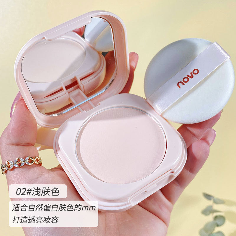 Domestic NOVO setting honey powder cake silky ការតុបតែងមុខ matte concealer ការគ្រប់គ្រងប្រេងមិនជ្រាបទឹក ម្សៅផាត់មិនលុបស្ងួត និងសើម