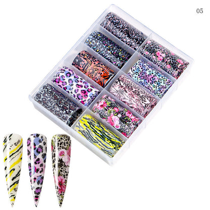 Zhifei's new Christmas Halloween starry sky paper flower leopard starry sky candy nail art transfer paper wholesale nail art