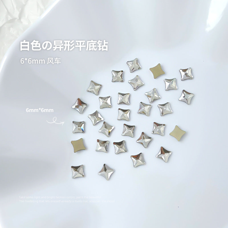 Nail jewelry flat bottom special shaped diamonds large and small mini water drop love square diamonds transparent diamonds white crystal wholesale