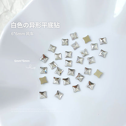 Nail jewelry flat bottom special shaped diamonds large and small mini water drop love square diamonds transparent diamonds white crystal wholesale