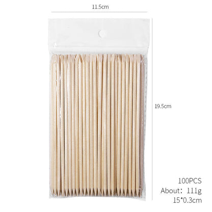 Nail tools wholesale orange wood sticks wooden sticks dead skin push 11.4cm double head orange wood sticks 100 pieces bag dot drill stick