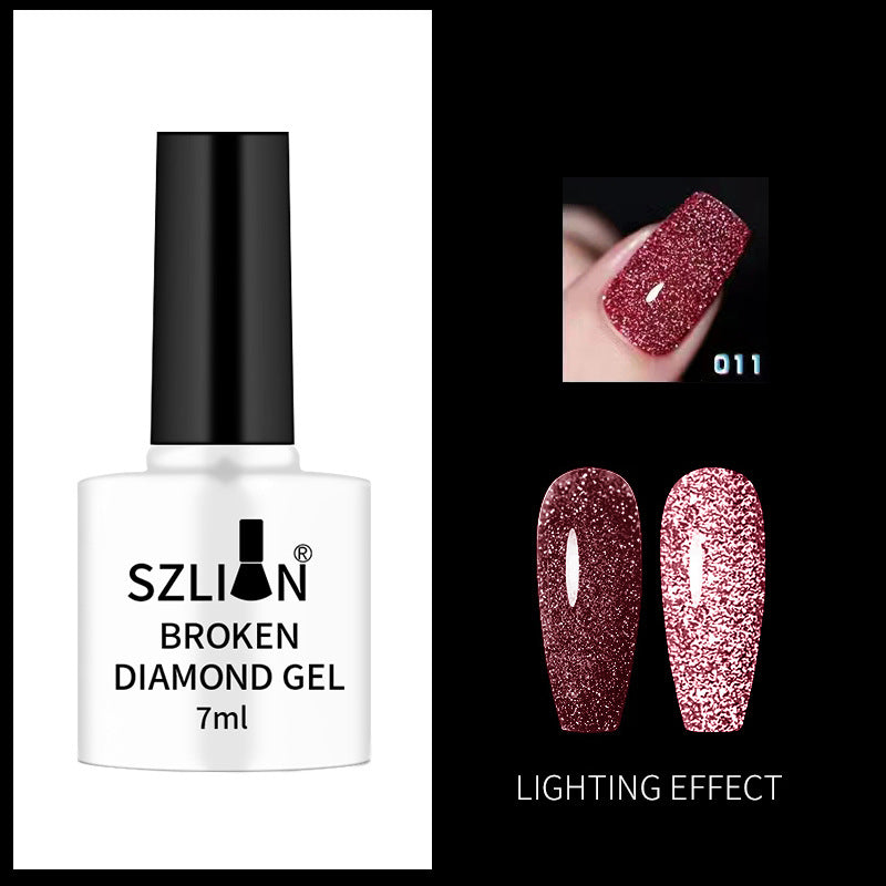 Nail art flash nail polish new style net red super flash colorful flash diamond Yanling pat glue extension glue broken diamond glue